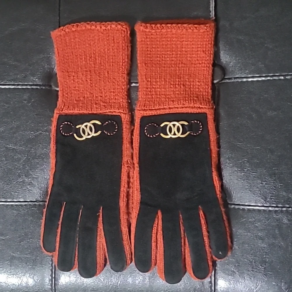 Cute Women gloves Black Orange one size
